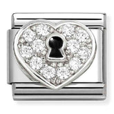 Nomination Composable Classic Link 330328/09 Heart with Key Hole in 925 Silver & White CZ